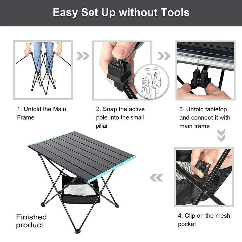 Folding Camping Table with Garden Picnic Tote Bag Portable BBQ Beach Fishing