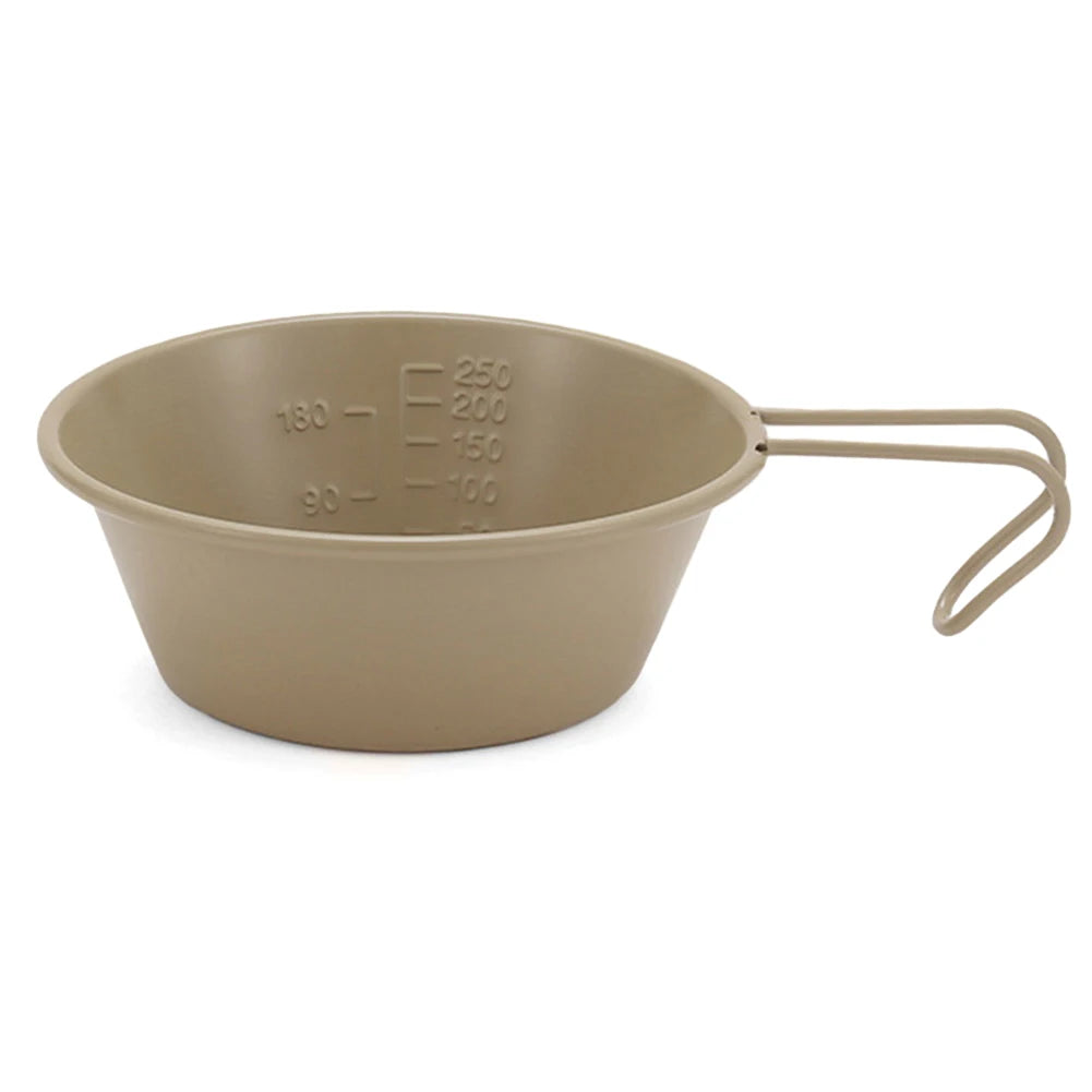 300ML Camping Bowl Stainless Steel Camping Sierra Cup with Folding Handle Ultralight Camping Tableware for Camping Backpacking