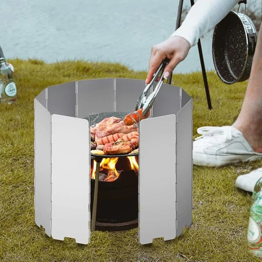 9/10/12 Plates Camping Stove Windscreen Folding Outdoor Stoves Windscreens Lightweight Windshield Heat Shield Picnic Tool