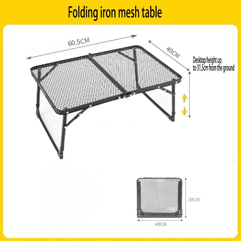 Car RV Camping Table Iron Mesh Folding Table Portable Outdoor Camping Stand Aluminum Alloy Dining Table