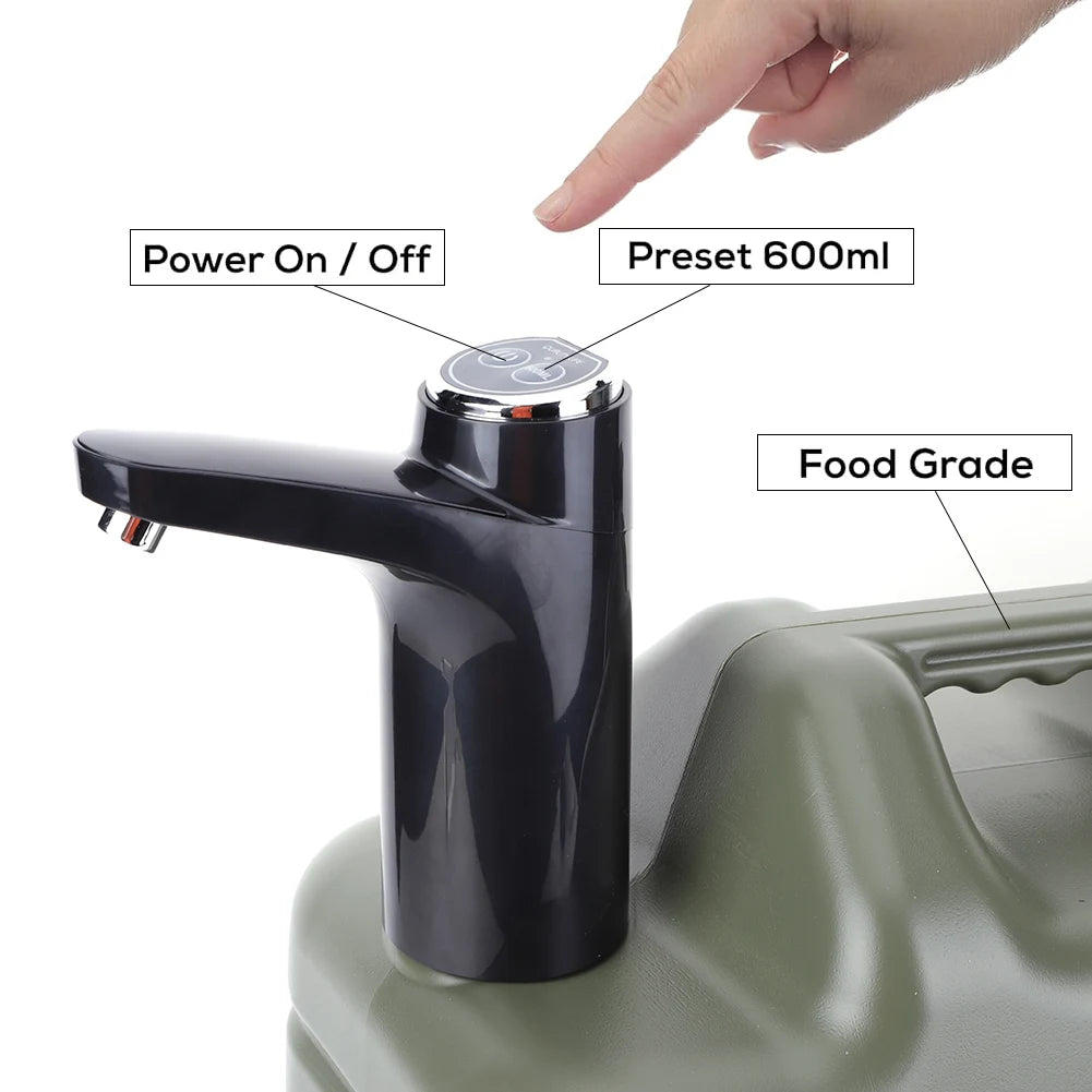 11/12L Outdoor Water Bin Large Capacity Portable Camp Water Bag with with Electric Water Pump Water Dispenser for Camping Picnic