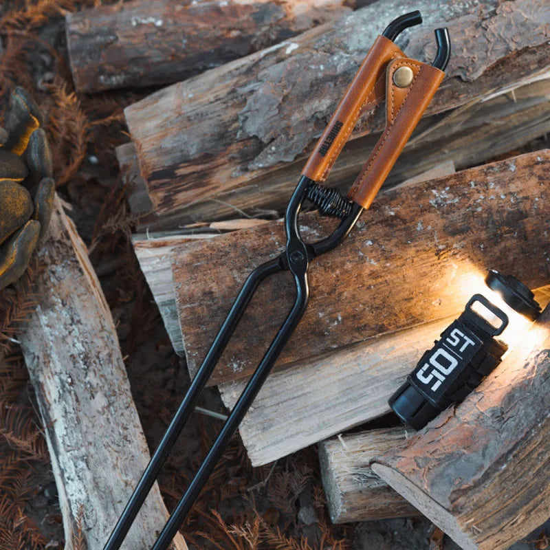 ShineTrip-Camping Fire Poker Outdoor BBQ Thickened Anti-Scald Carbon Fire Poker Lightweight Portable Carbon Steel Fire Poker