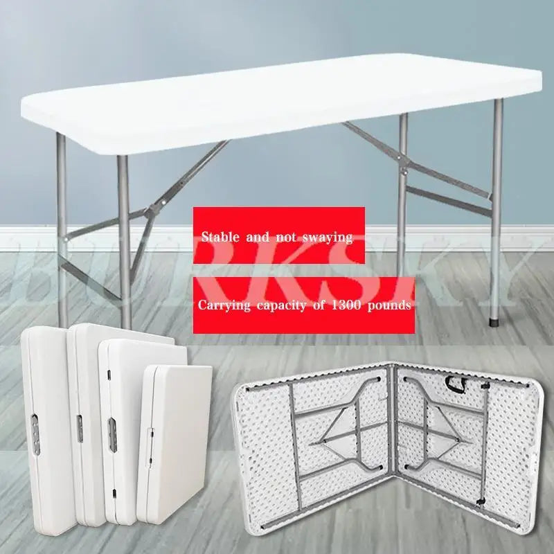 Portable Foldable Table with Handle, Camping Table, Outdoor and Indoor Furniture, Fold-in-Half Utility, Picnic and BBQ Party
