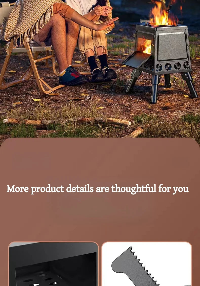 Portable Foldable Wood Burning Stove Outdoor Camping Stove Lightweight Bonfire Burner Heater Mini Fire Wood Stove Fire Pit