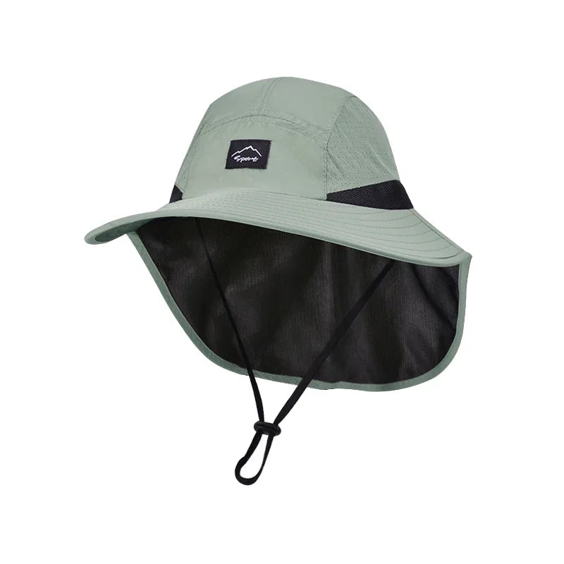Summer MEN Shawl Fisherman Hat Quick Drying Breathable Sunshade Hat Outdoor Sun Protection Fishing Hat