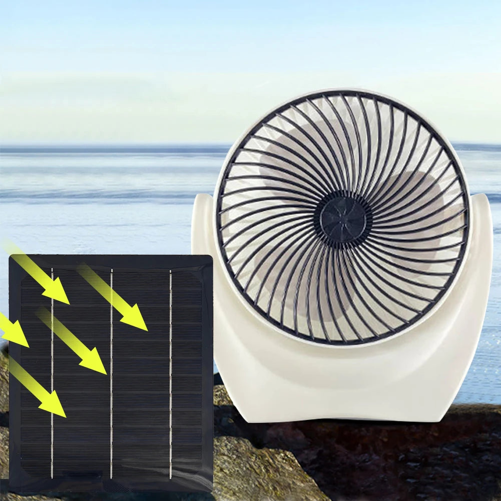 Solar Panel Fan Solar Powered Camping Fan with USB Outdoor Fan Solar Charger Desk Fan for Outdoor Camping Hiking Fishing Travel