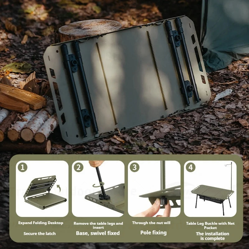 Naturehike Outdoor Igt Table Multifunctional Camping Tactical Table Adjustable Height Picnic Portable Folding Lightweight Table