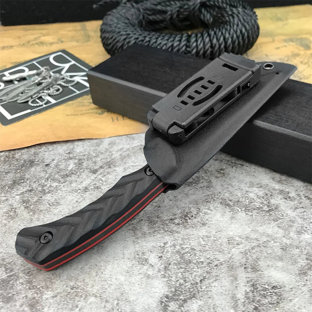 Tactical Fixed Blade Knife Wilderness Survival Knife Coated D2 Blade G10 Handle Utility Knife Camping Hunting  with Kydex Sheath