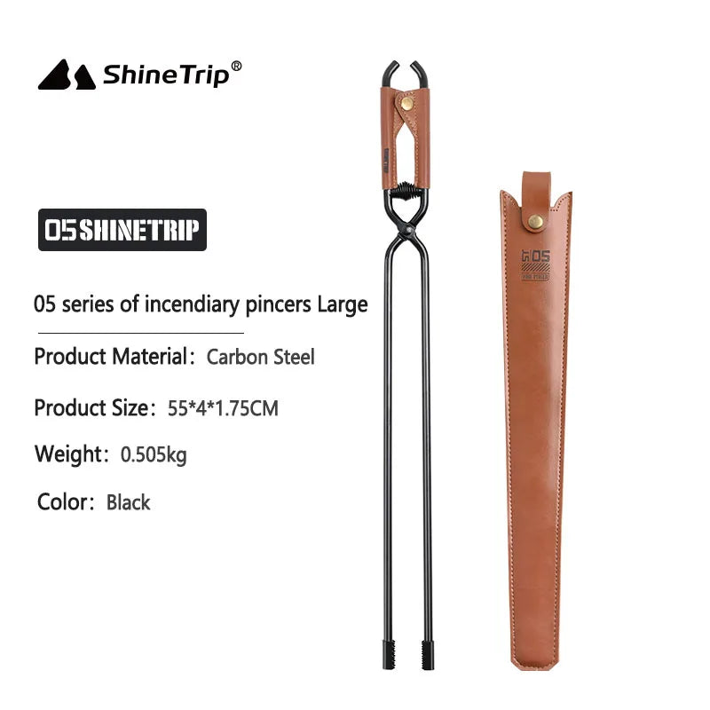 ShineTrip-Camping Fire Poker Outdoor BBQ Thickened Anti-Scald Carbon Fire Poker Lightweight Portable Carbon Steel Fire Poker