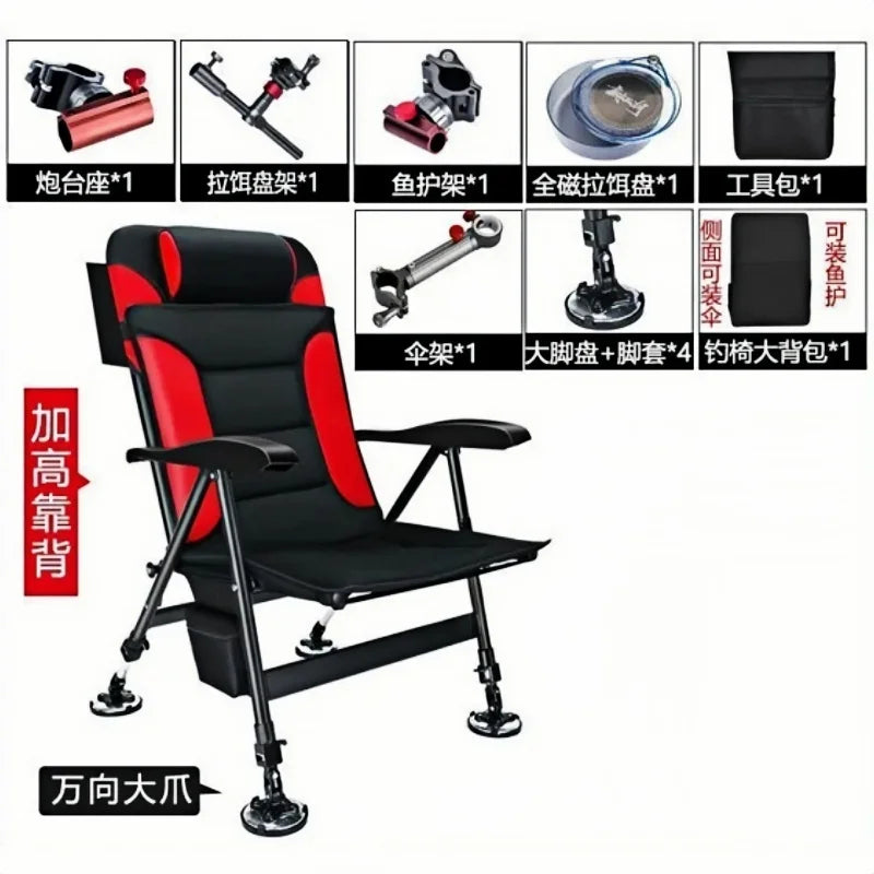 Outdoor Retractable Fishing Chair Portable Fishing Chair With Adjustable Stool Folding Camping Chair Fishing Equipment