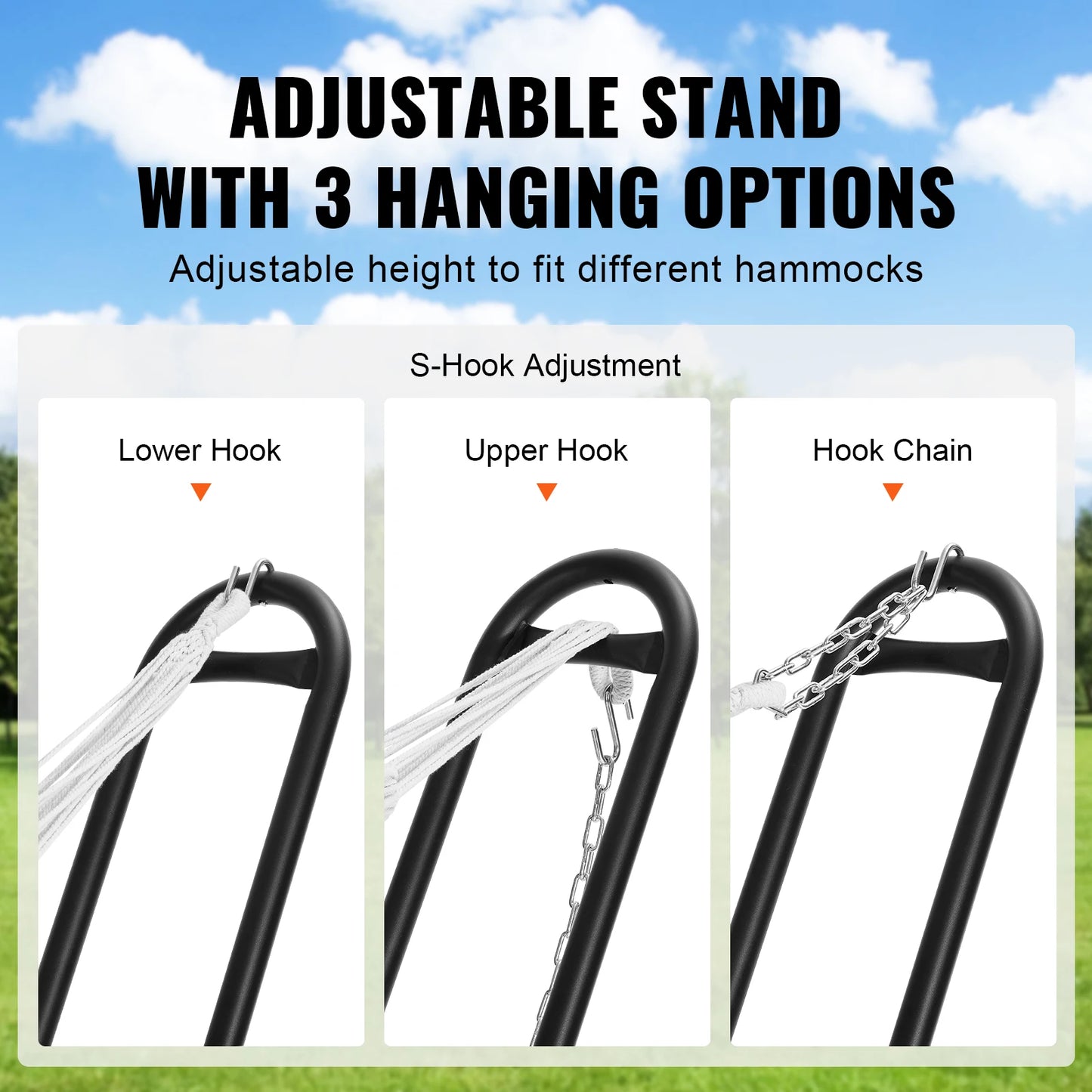 VEVOR Universal 2 Person Hammock Stand Adjustable Heavy Duty 450 lbs Capacity Hammock Stand Fits Hammocks for Outdoor and Indoor