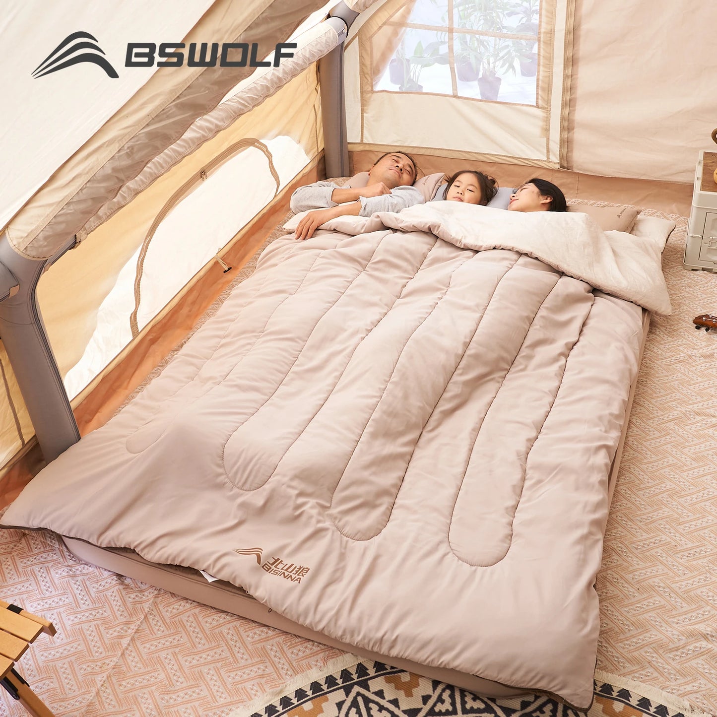 BSWolf 2 Person Camping Sleeping Bag Portable Detachable Sleeping Bag for Travel Outdoor Hiking