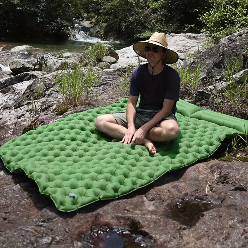 2025 NEW Double Inflatable Mattress with Built-in Pillow Pump Outdoor Sleeping Pad Camping Air Mat for Travel Backpacking Hiking