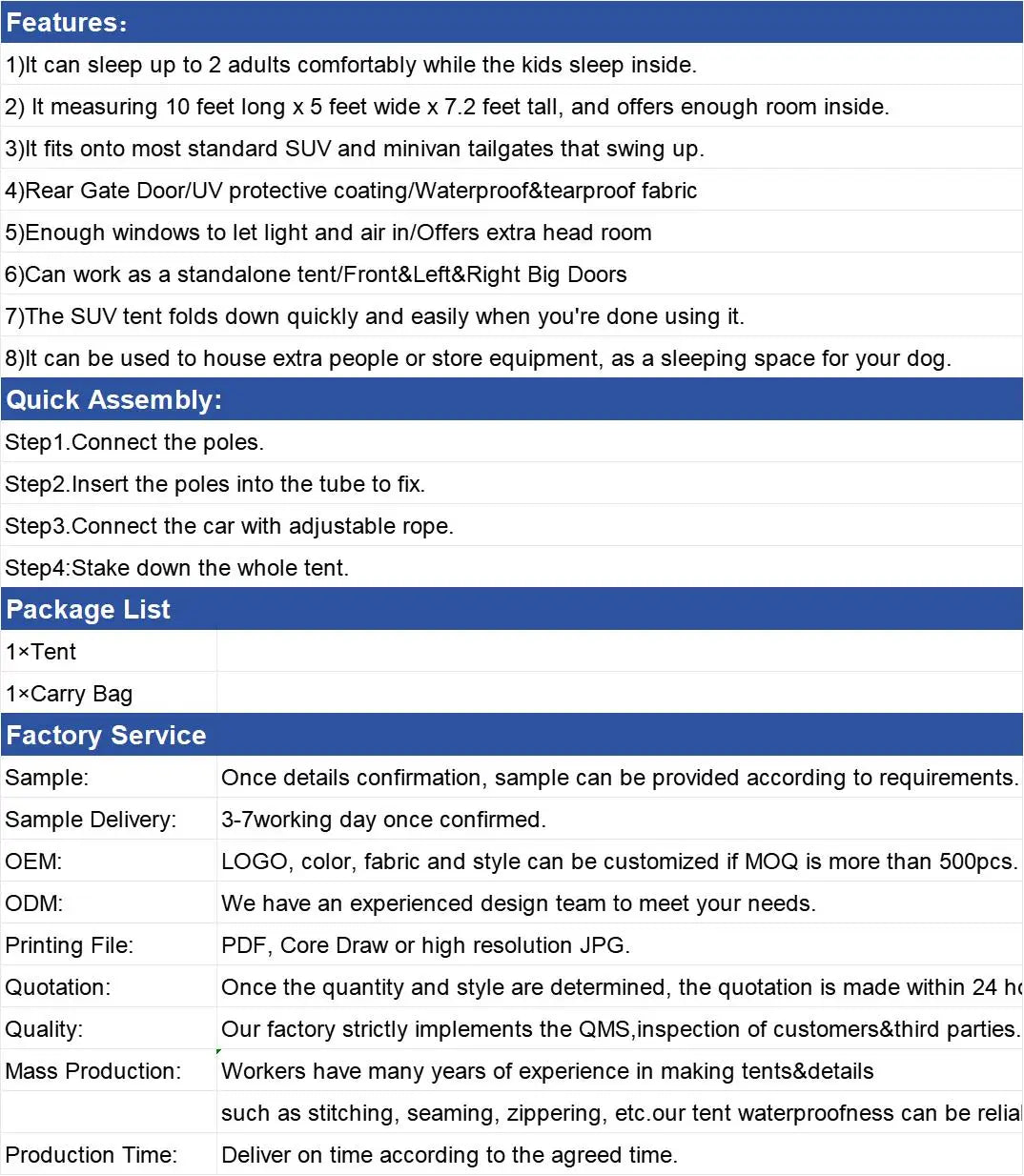 Car Rear Tent with Floor, SUV Back Tent Stand, Freely Hatchback Tent, Generous Vertical Height, Reliable in All Elements