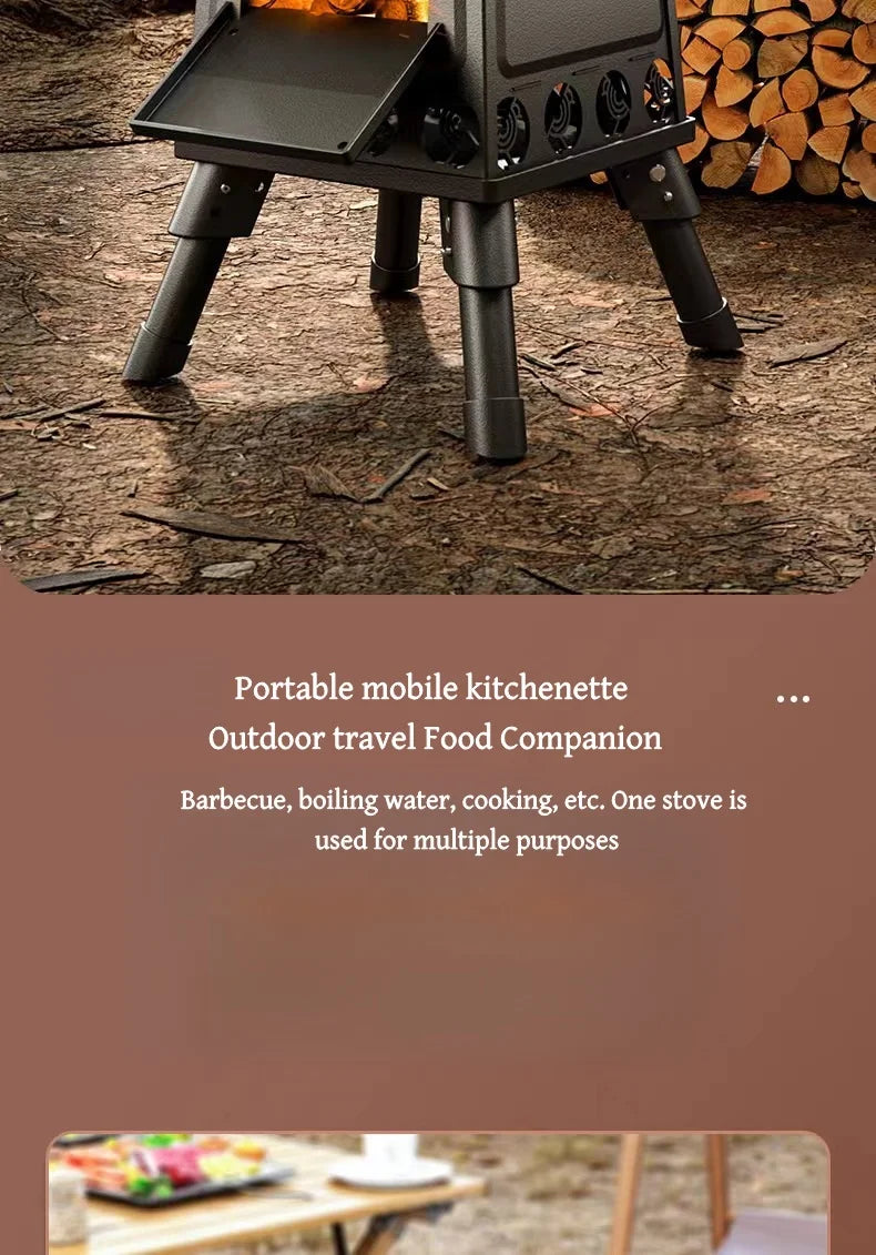 Portable Foldable Wood Burning Stove Outdoor Camping Stove Lightweight Bonfire Burner Heater Mini Fire Wood Stove Fire Pit