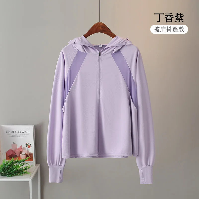 Ice Silk Sun UPF 50+ UV Protection Jacket Big Brim Thin Ice Silk Sun Protection Jackets UV Protection Hooded Windbreaker 4XL 5XL