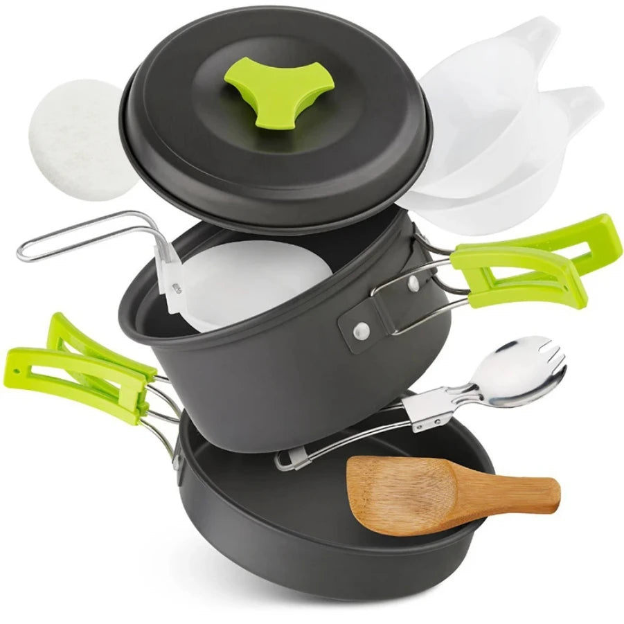 Camping Cookware Set Backpacker's Cooking Set: Portable, Durable Outdoor Cookware with Tableware and Handy Storage Bag