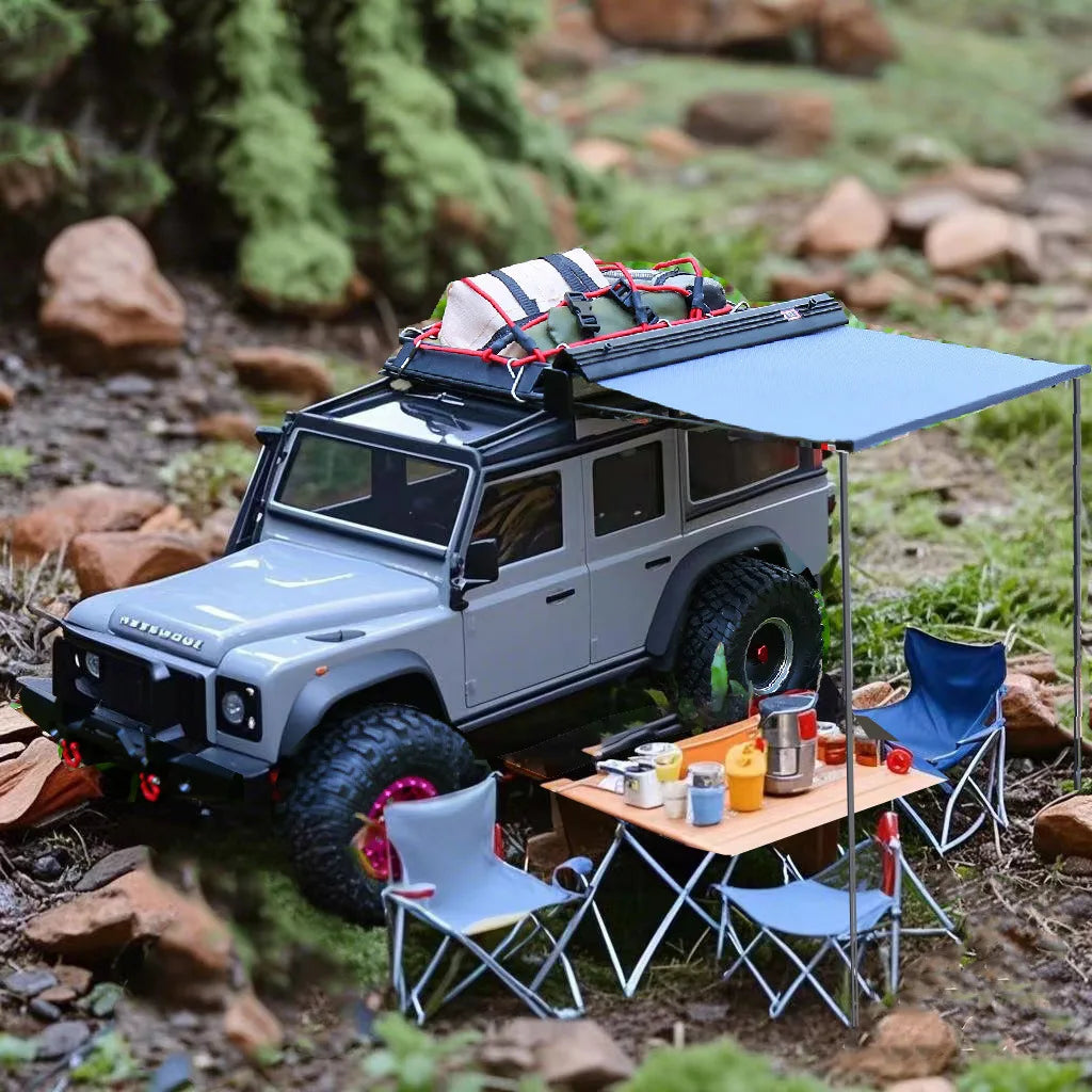 RC Car Side Roof Top Tent Shade Awning Rain Canopy Sunshade Camping Tent For TRAXXAS TRX4M 1/18 RC Crawler Car Upgrade Parts