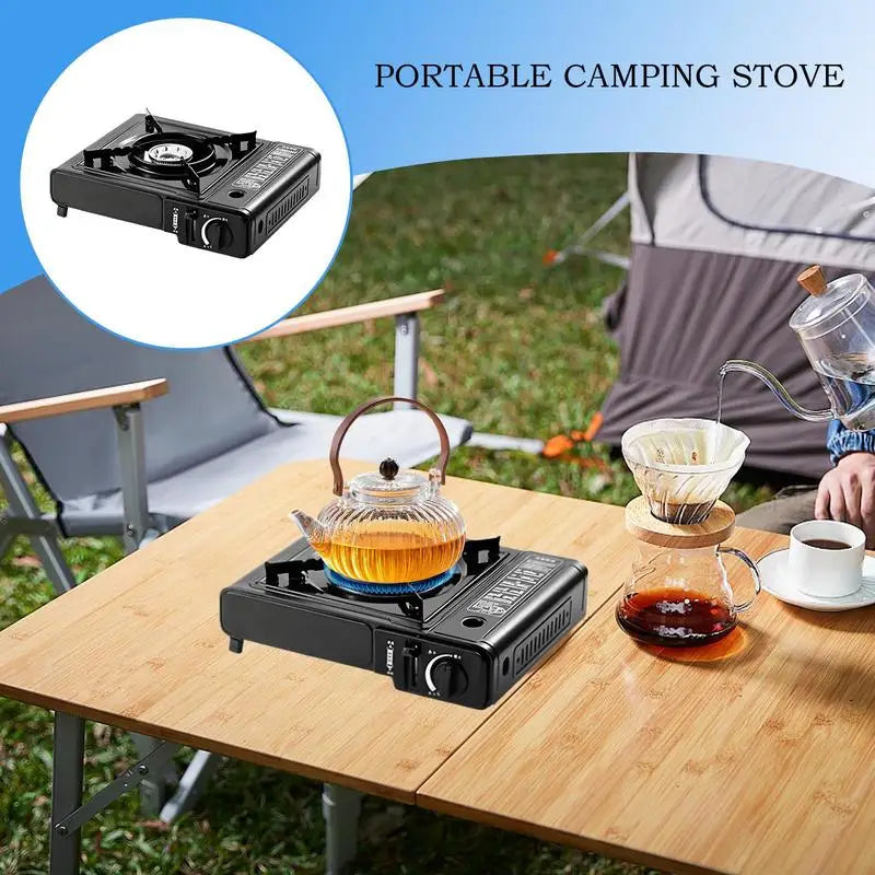 Portable Camping cassette stove with windproof ring Cooking Gear Outdoor Picnic camping Burner for home camping and travel