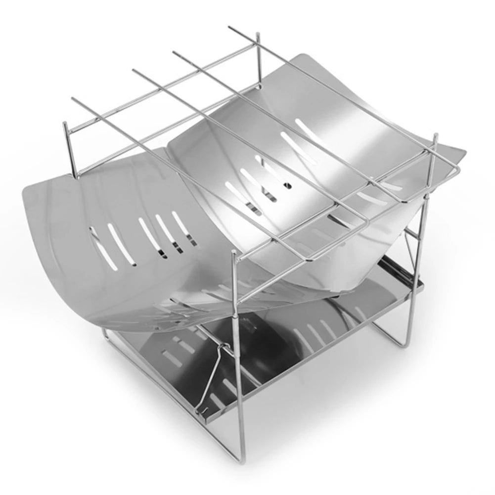 Camping BBQ Grill Portable Camping Fire Grill Folding Camping Firepit Stainless Steel Outdoor Wood Burner for Camping Picnic