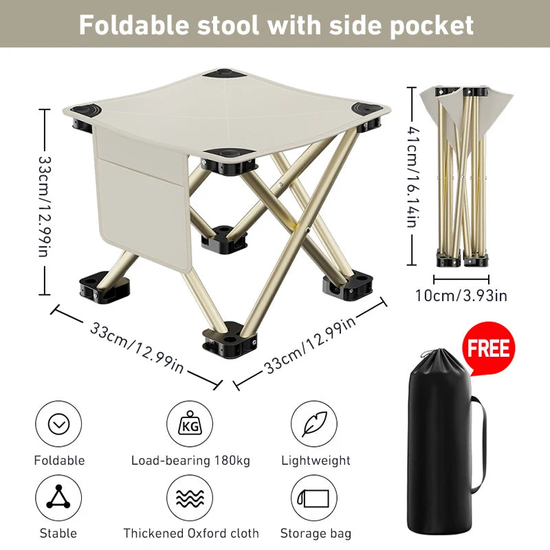 Outdoor Portable Folding Stool Camping Collapsible Foot Stool Hiking Beach Travel Picnic Fishing Seat Tools Ultralight Picnic