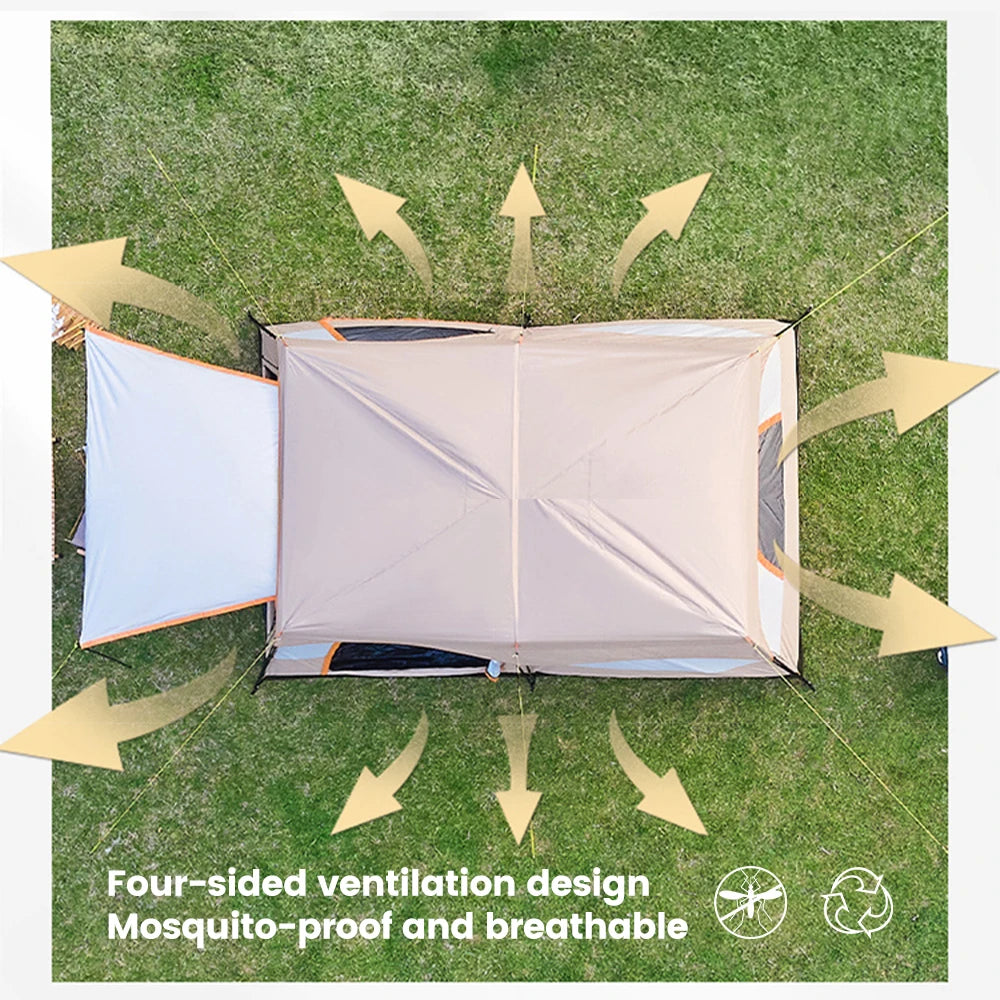 10 Person Camping Tent, Waterproof Windproof Sun Protection, 210D Oxford Fabric, 3 Season, Lightweight, 2 Room 1 Living Room