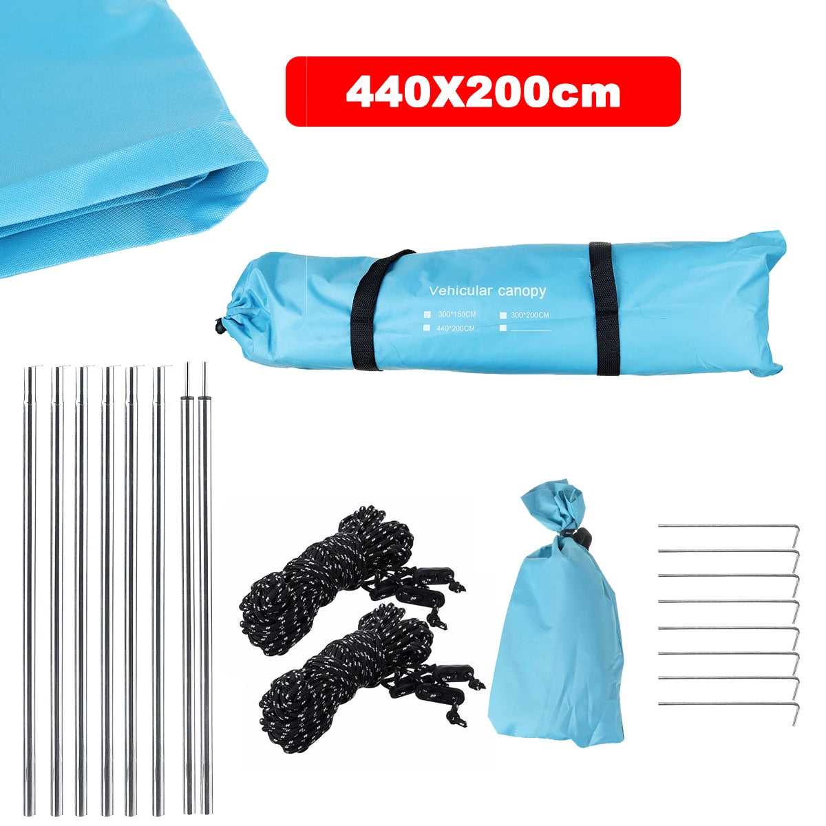 440x200cm Car Side Shelter Shade Camping Car Roof Top Tent Awning Waterproof UV Camping Tent Automobile Rooftop Rain Canopy