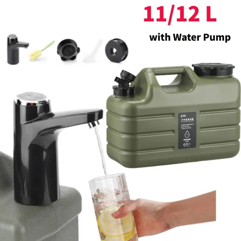 11/12L Outdoor Water Bin Large Capacity Portable Camp Water Bag with with Electric Water Pump Water Dispenser for Camping Picnic