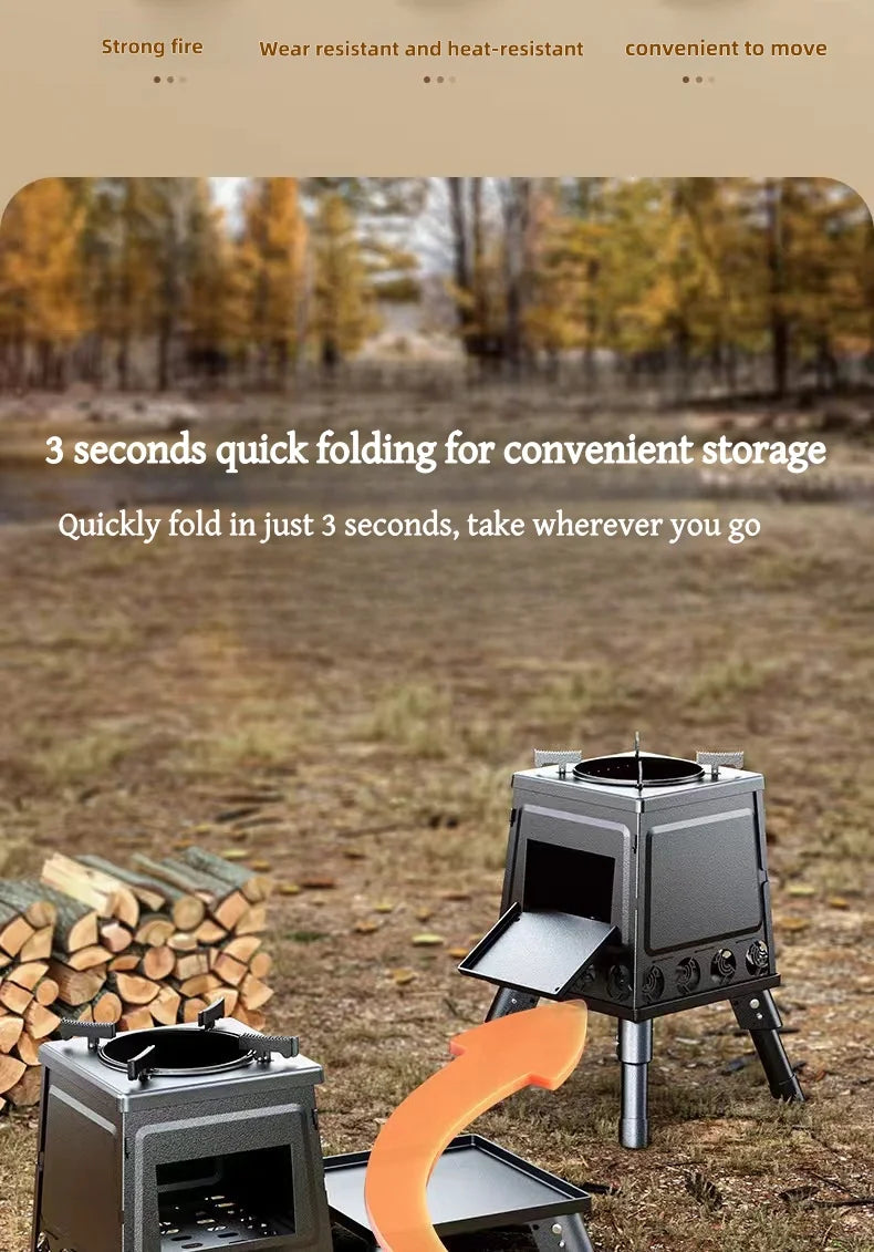 Portable Foldable Wood Burning Stove Outdoor Camping Stove Lightweight Bonfire Burner Heater Mini Fire Wood Stove Fire Pit