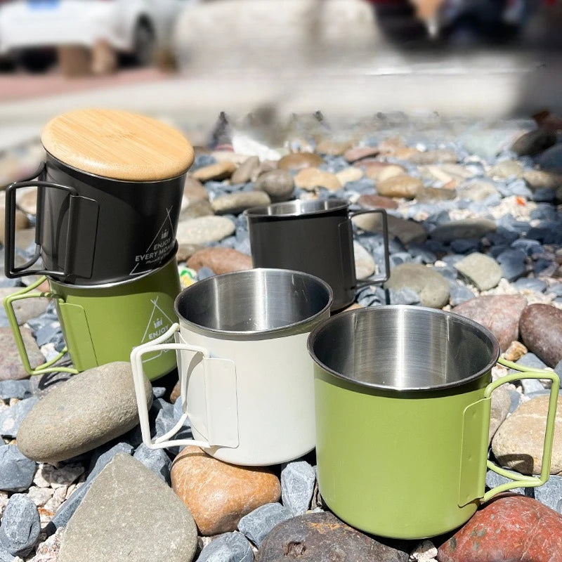 Camping Mug Titanium Cup Tourist Tableware Picnic Utensils Outdoor Kitchen Equipment Travel Cooking Set Cookware Hiking