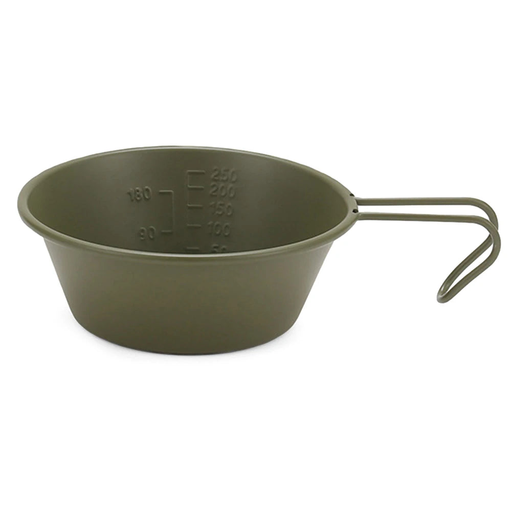 300ML Camping Bowl Stainless Steel Camping Sierra Cup with Folding Handle Ultralight Camping Tableware for Camping Backpacking