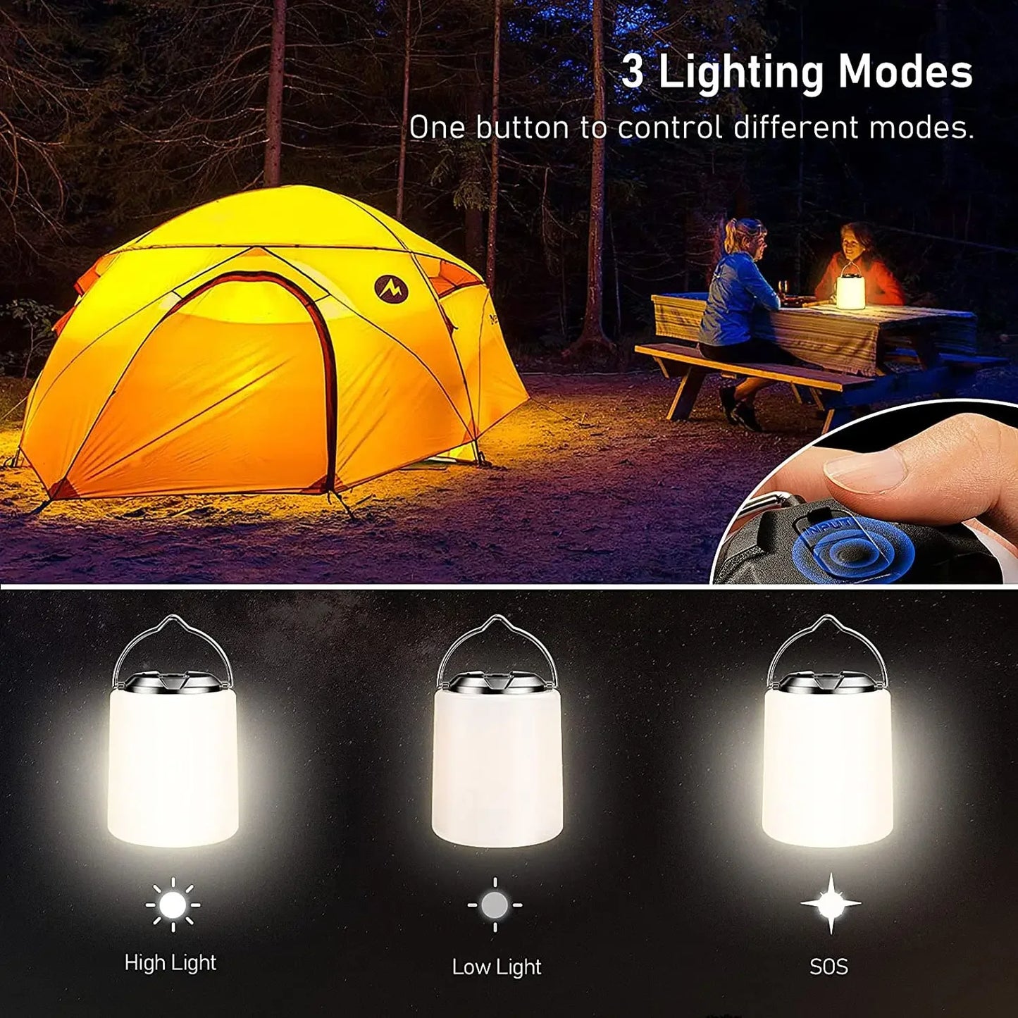 Rechargeable camping light flashlight camping light -3000K warm white light camping/hiking emergency waterproof light