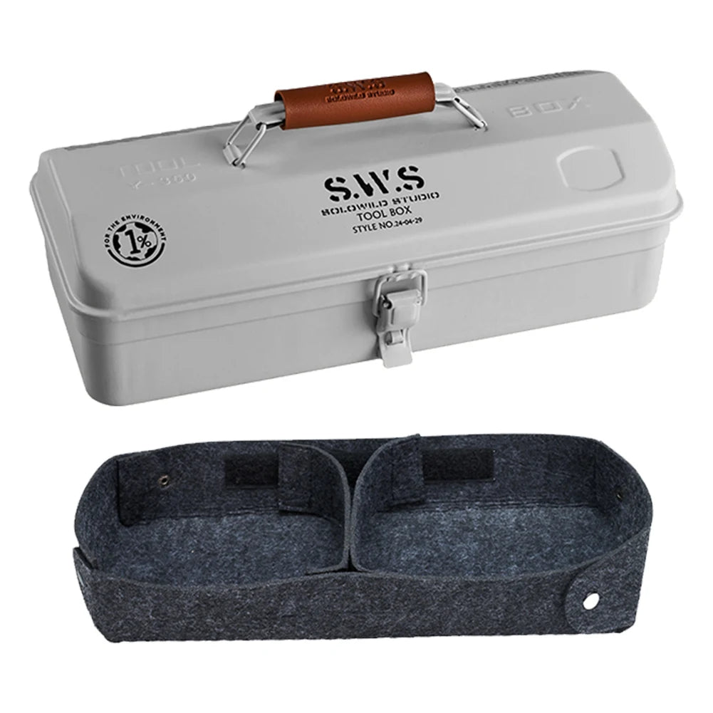 Camping Tool Storage Box with Handle Portable Carry Storage Box Anti-Slip Camping Toolbox Iron Box Camping Accessories