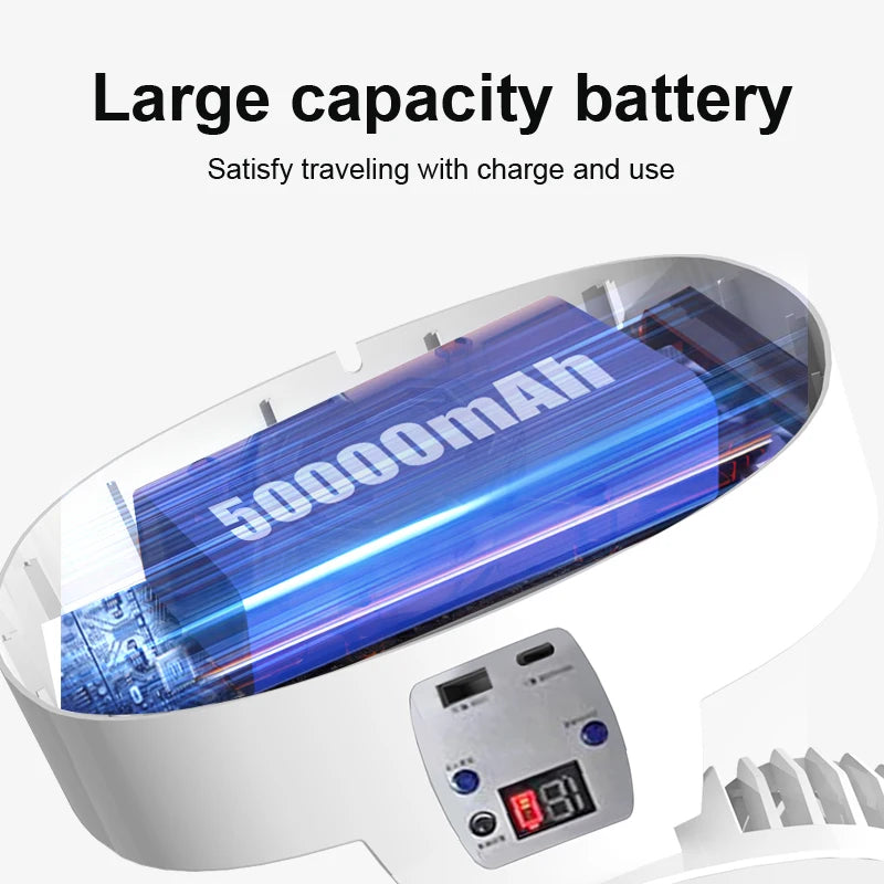 Outdoor Camping Fan Solar Power 5 Speeds Wireless Table LED Light Low Noise USB Chargeable Power Bank Home Portable Electric Fan
