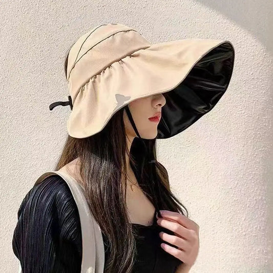 UV Protection Summer Women Foldable Panama Hat UV Protection Sun Cap Beach Cap Bucket Hat Sunshade Hat
