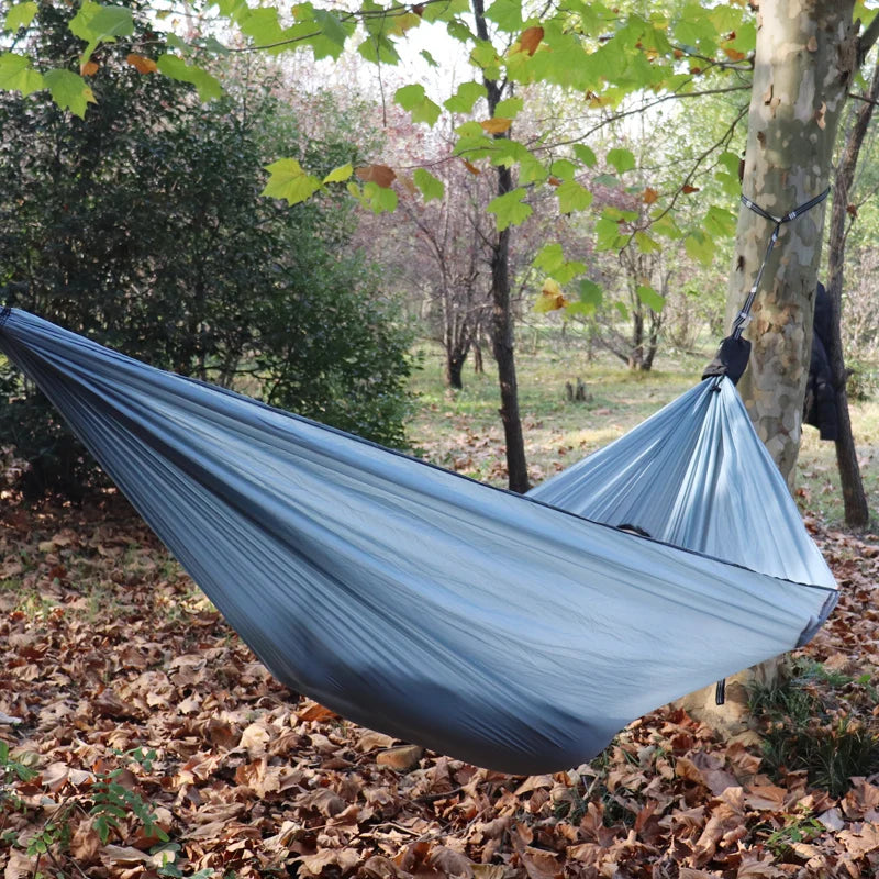 300x140cm Single Camping Hammock Lightweight Parachute Hammock with 2 Tree Strap 2 Hooks  Lightweight Portable Camping Hammock