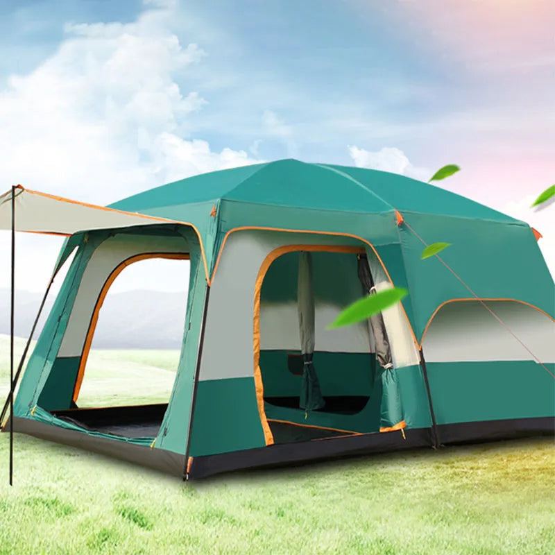 Portable Thickened Camping Tent for Family, Outdoor Large Tent, Rainproof and Waterproof, Camping Supplies, One Hall, 3-12P