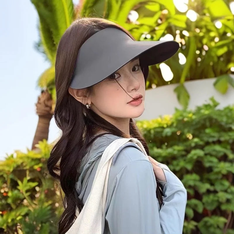 UV Protection Hat Large Brim Empty Top Visor Hat Outdoor Sports Cycling Sun Hats for Women Traceless Summer Sun Protection Hat 2