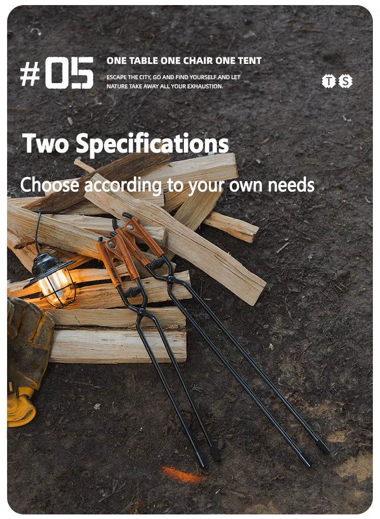 ShineTrip-Camping Fire Poker Outdoor BBQ Thickened Anti-Scald Carbon Fire Poker Lightweight Portable Carbon Steel Fire Poker