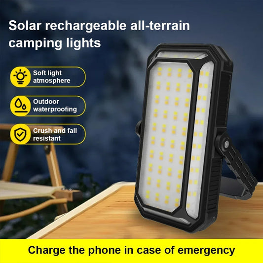 Solar Emergency Work Light Powered  Lantern Type-C Charging Handheld Camping IP44 Waterproof Power Bank for Power Outage