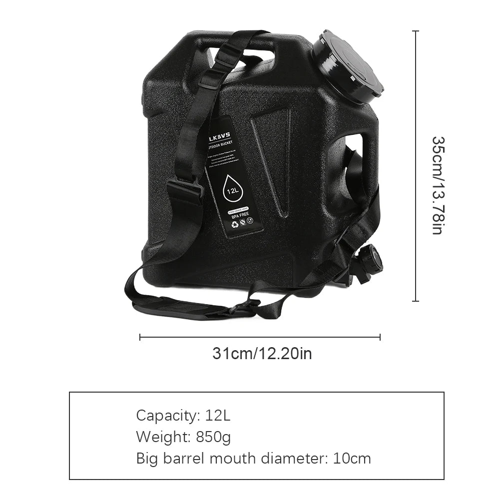 12L Water Bottle Camping Large Capacity Water Pouch With Faucet Food-Grade Car Water Tank Camping Bucket Emergency Water Tank