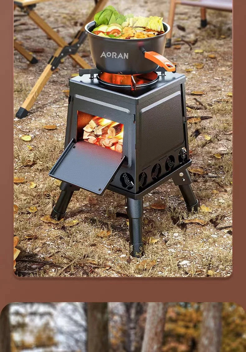 Portable Foldable Wood Burning Stove Outdoor Camping Stove Lightweight Bonfire Burner Heater Mini Fire Wood Stove Fire Pit
