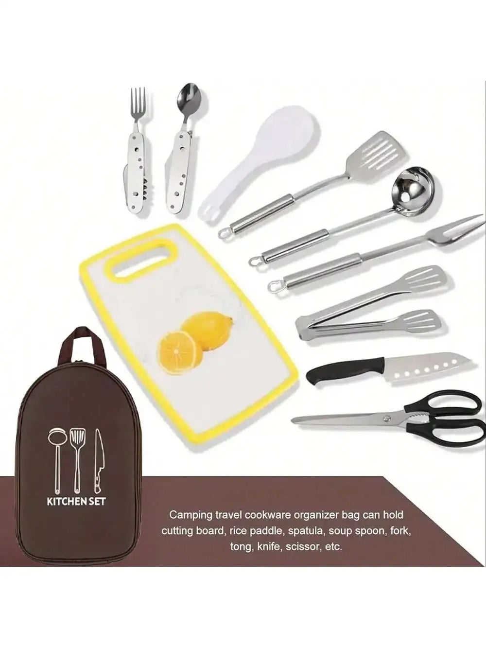 Outdoor Camping Cookware Storage Bag Cooking Utensil Organizer Kitchen Ware Container Bag Portable Picnic BBQ Tableware Pouch