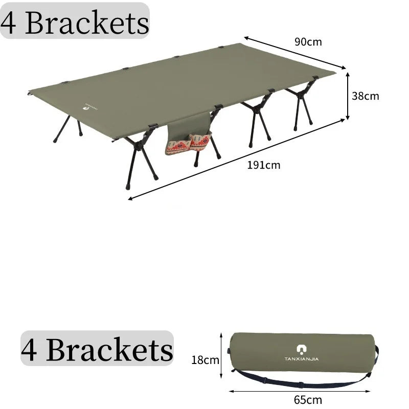 Camp Cot  Camping  Bed  Aluminum Alloy Folding Bed Ultra-Light Lightweight Outdoor Camping Tent Self-Driving Lunch Break 4 Rods