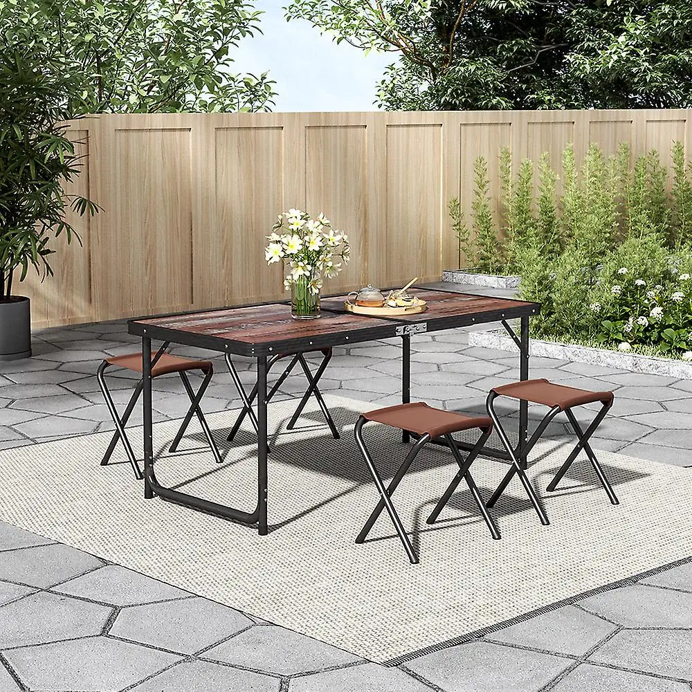 Outdoor Foldable Picnic Table with Four Stools Desk Table Camping Table