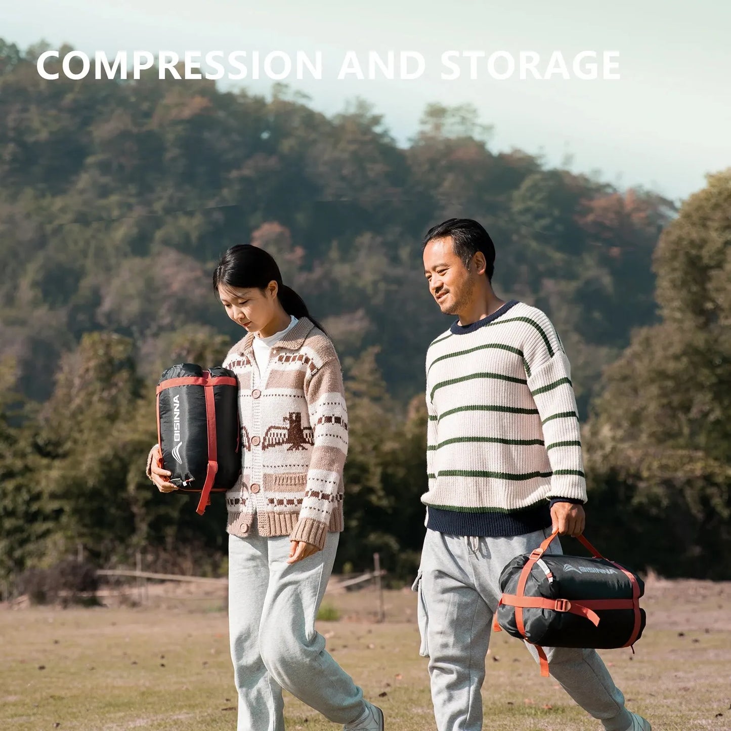 BISINNA Large Camping Sleeping Bag Lightweight 3 Season Loose Widen Bag Long Size for Adult Rest Hiking Fishing