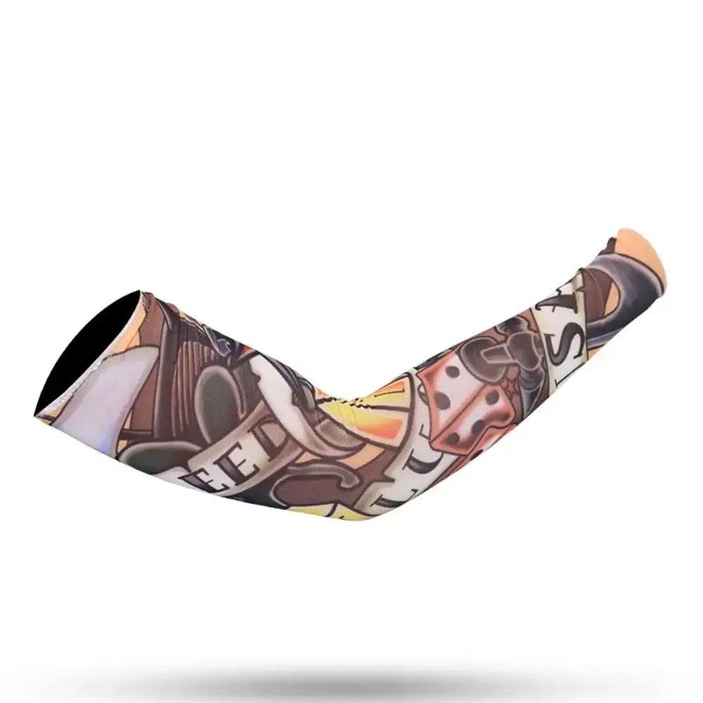 Men Women Summer UV Protection Cooling Arm Sleeves Flower Tattoo Arm Sleeves Seamless UV Protection Arm Sleeves Outdoor Sports