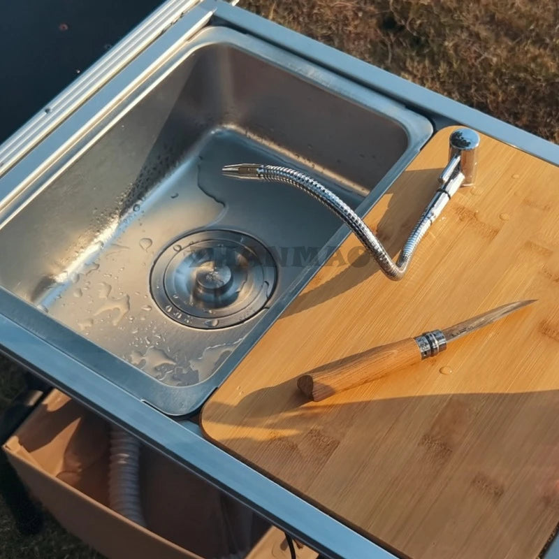 Outdoor IGT Camping Table, Kitchen, Zebra Unit, Sink Module Combination, Faucet, Vegetable Washbasin