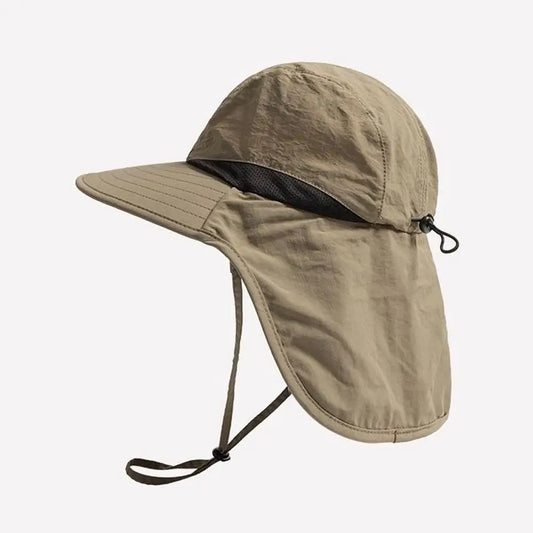 UV Protection Hat with Wide Brim Waterproof Quick-drying Panama Fisherman Cap Mesh Breathable Neck Protection Summer Hat
