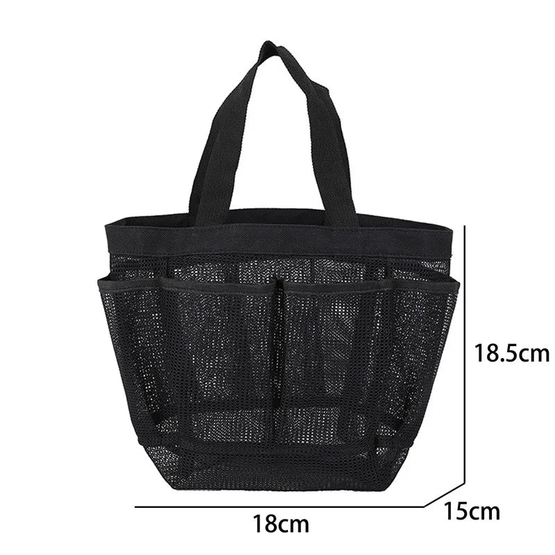 Portable Mesh Shower Caddy Tote Beach Bag Travel Storage Wash Bag Swimming Bath Bag Suitable for Outdoor Camping Quick Dry Tote